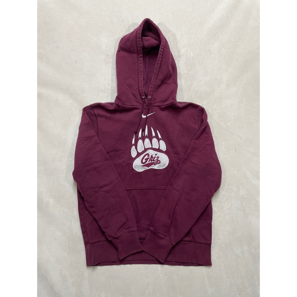 Nike Montana Griz Hoodie Sweatshirt Maroon Bear Paw Graphic Women Large